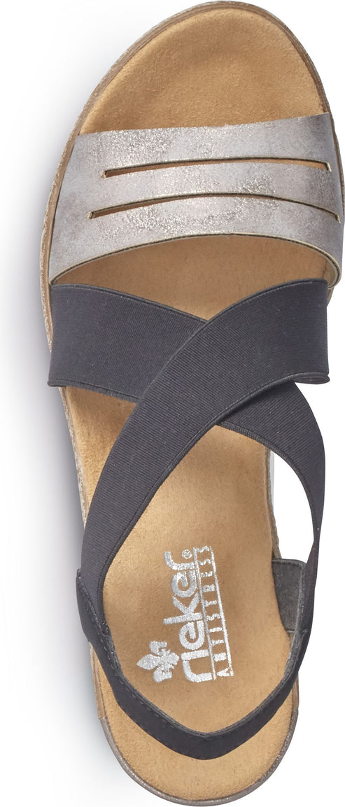 Rieker Sandals Black/grey Criss Cross Wedge