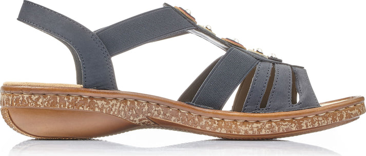 Rieker Sandals Navy Slingback With Dots