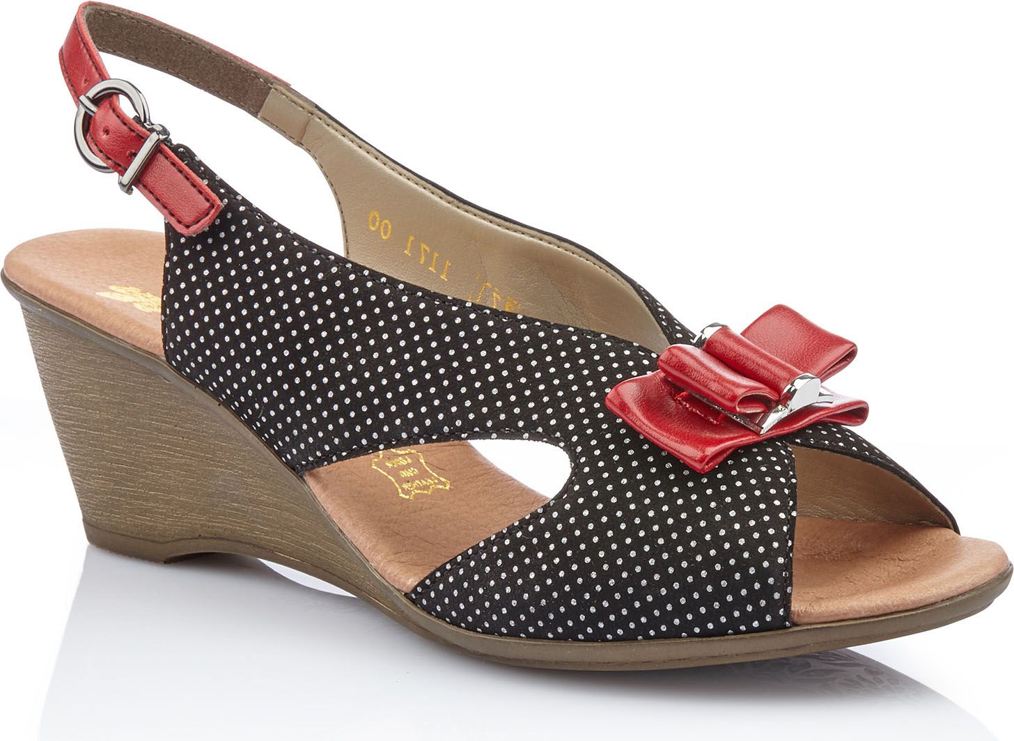 V1171-00 - Black Sling Back With Red Bow