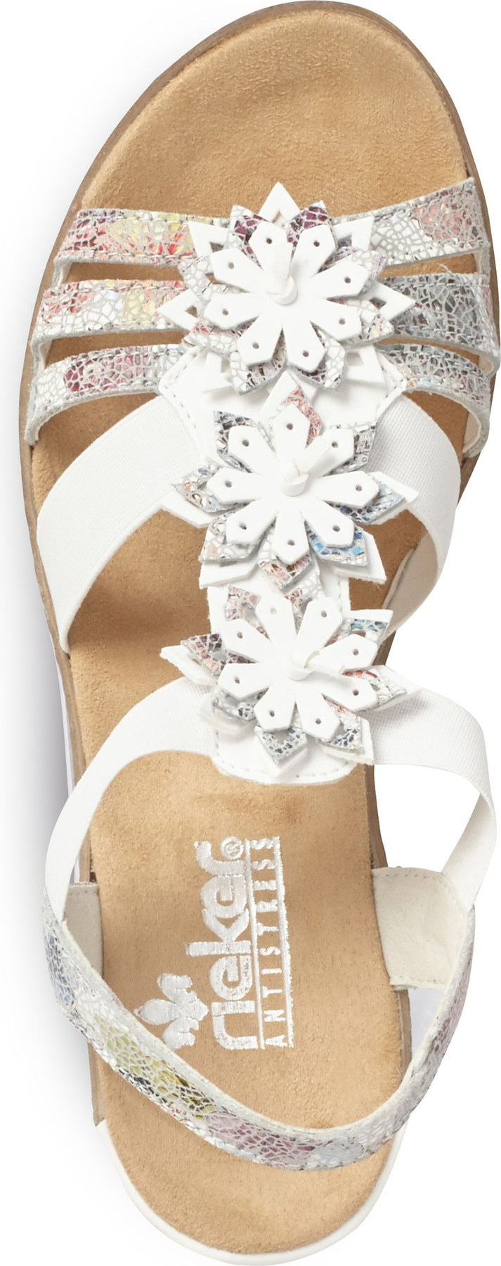 Rieker Sandals White Wedge With Flowers