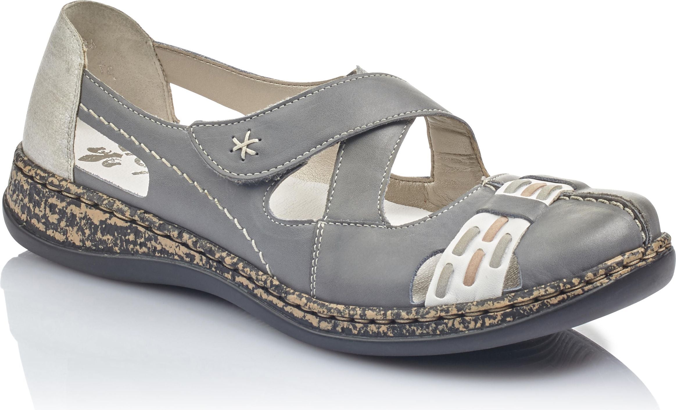 Grey Criss Cross Velcro Shoe