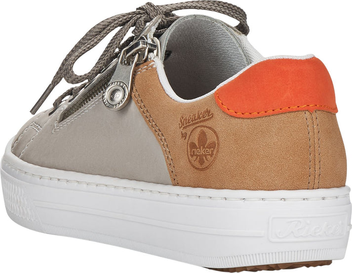 Rieker Shoes Grey/tan/orange Lace Up