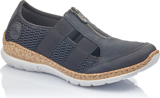 Rieker Shoes Navy Center Zip Shoe