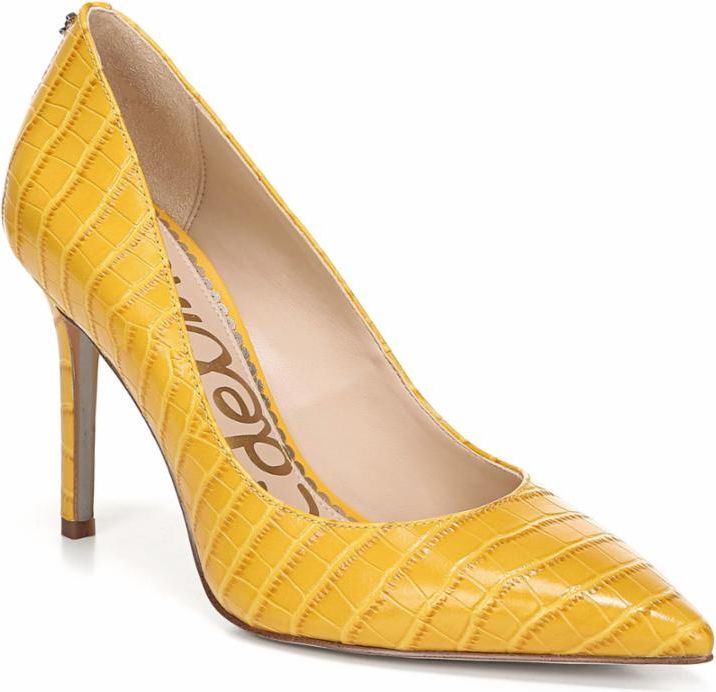 Hazel Dijon Yellow Crocodile Embossed Leather