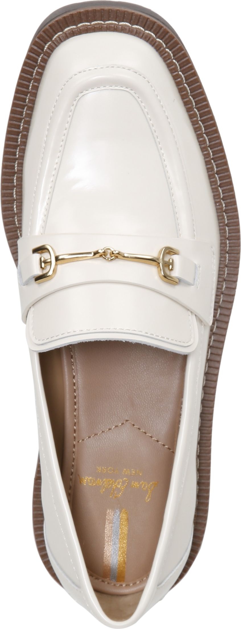 Sam top Edelman Cream Ivory Laurs Gold Chain Loafer