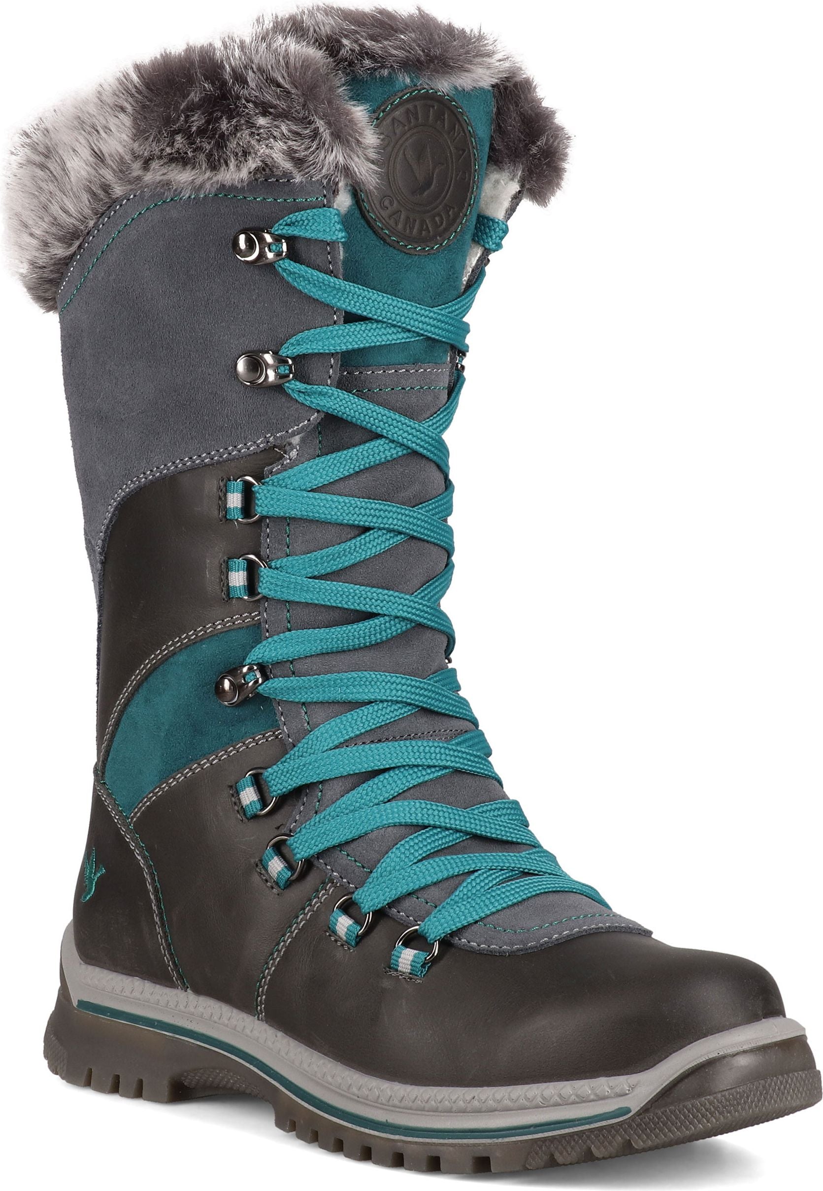 Marinda Leather Grey Turquoise