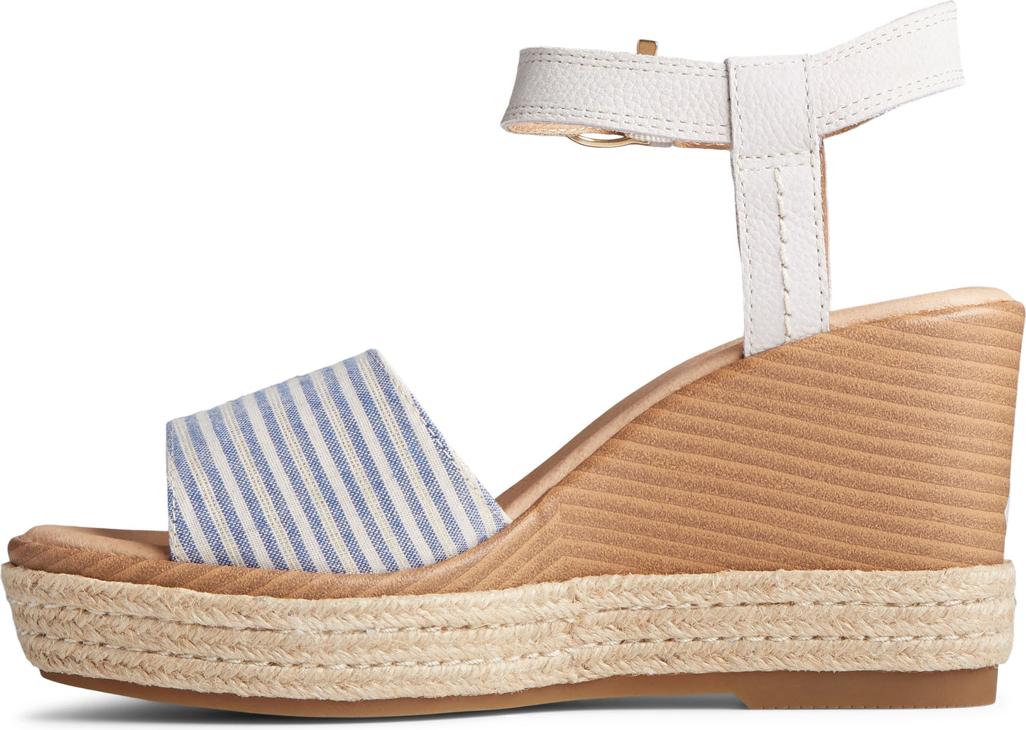 Sperry Sandals Fairwater Plushwave Wedge Ivory & Blue