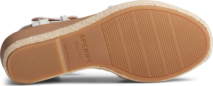 Sperry Sandals Fairwater Plushwave Wedge Ivory & Blue