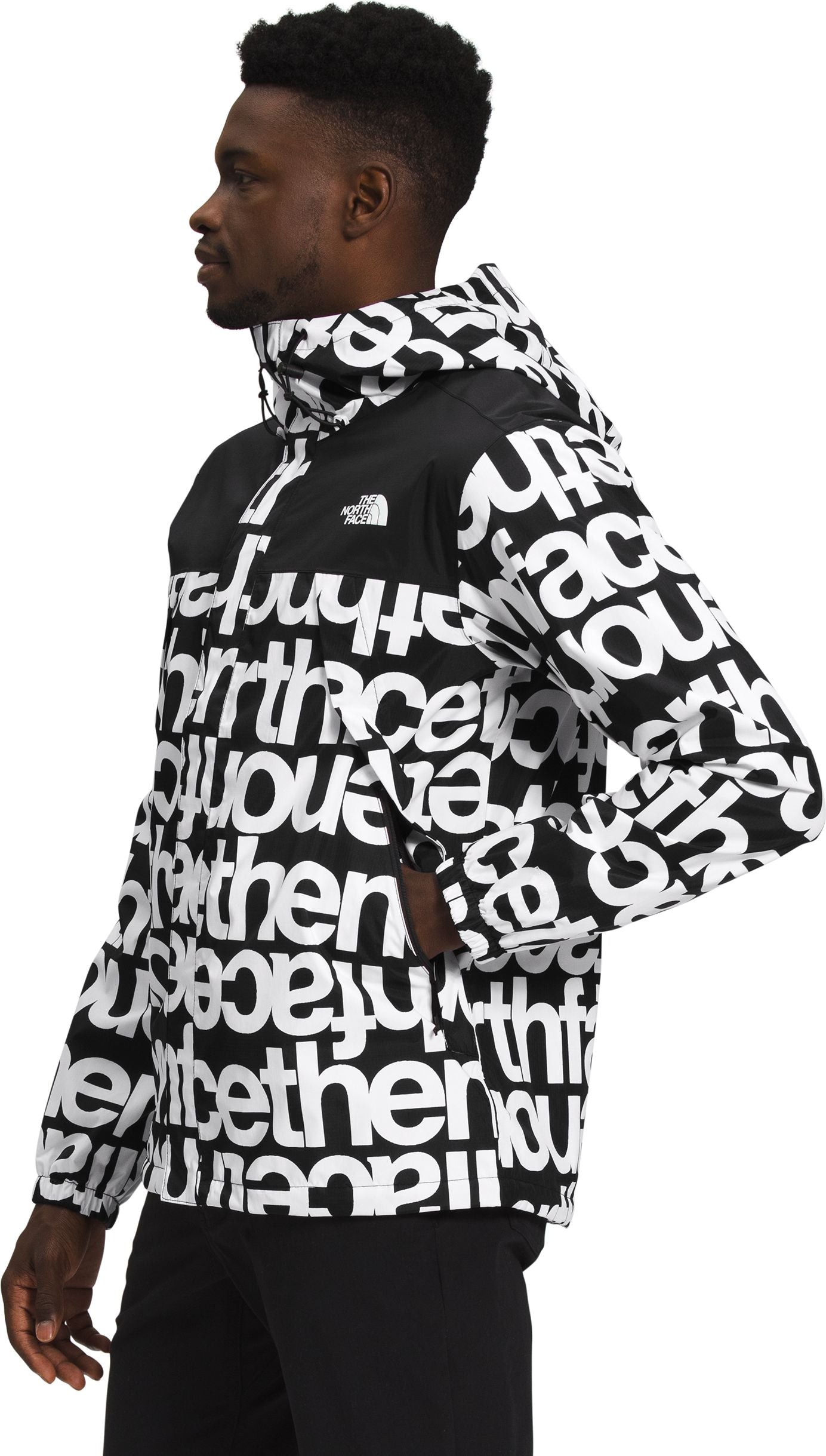 M Antora Jacket TNF Black TNF Black TNF Lowercase Print – Quarks Shoes