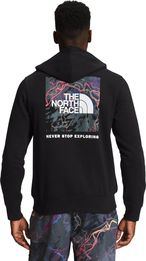 The North Face Apparel M Box Nse Pullover Hoodie Tnf Black Tnf Black Trail Glow Print
