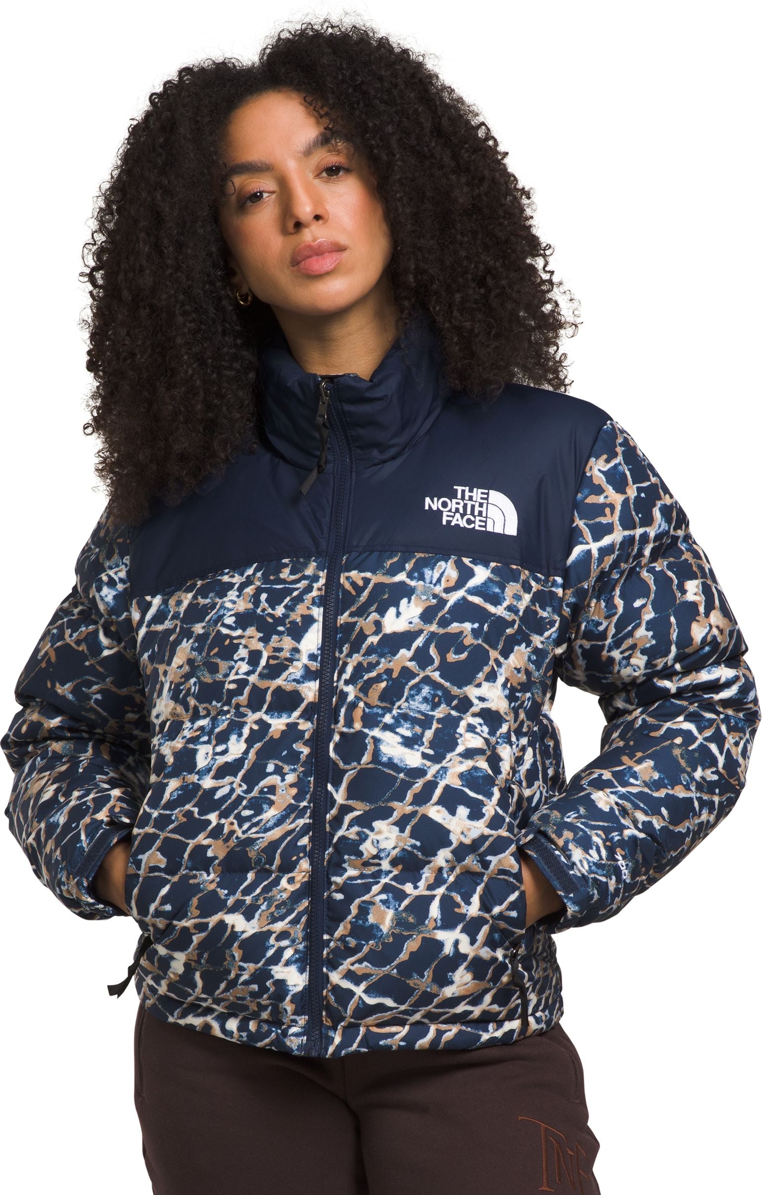 Women's 1996 Retro Nuptse Jacket Dusty Periwinkle Water Distortion Summit Navy