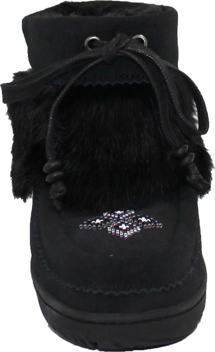 Short Black Suede Mukluk Quarks Shoes